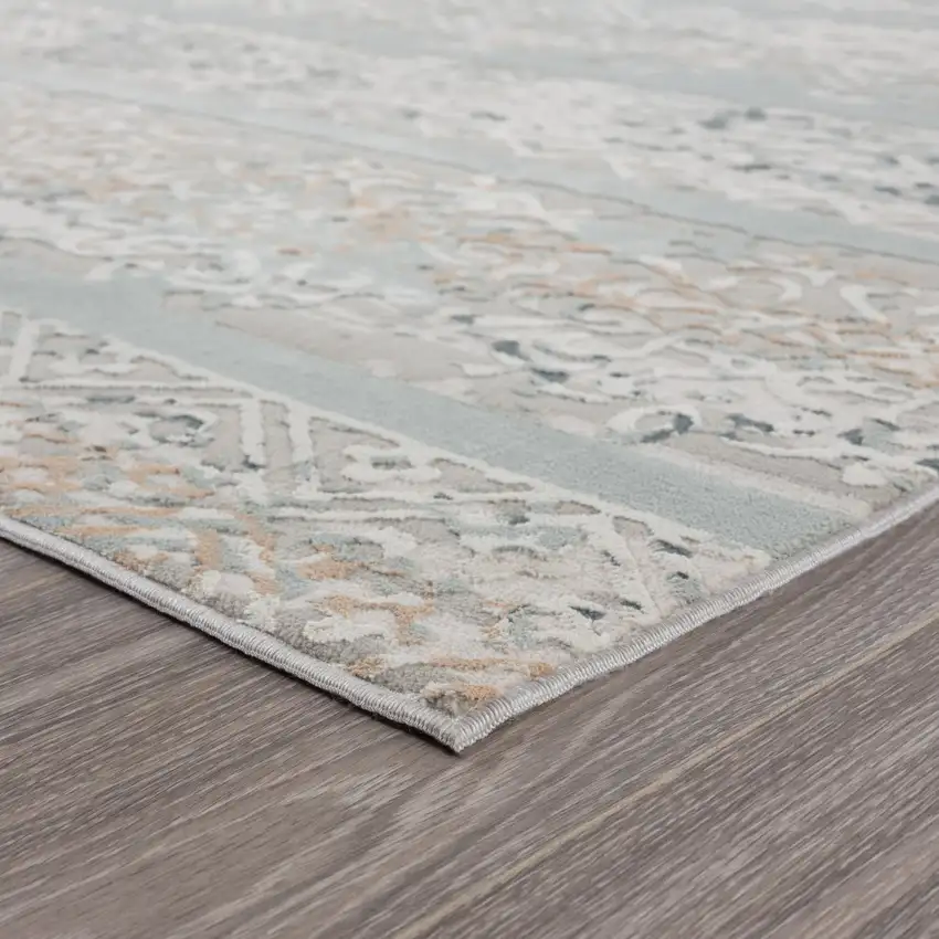 Blue Abstract Distressed Area Rug Photo 5