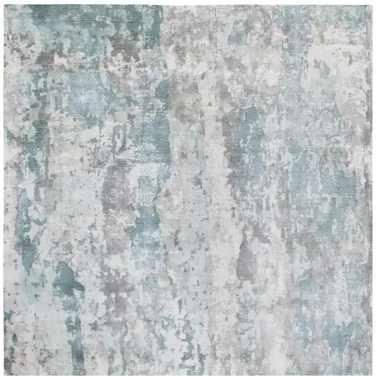 Blue Abstract Hand Loomed Area Rug Photo 4