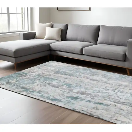 Blue Abstract Hand Loomed Area Rug Photo 1