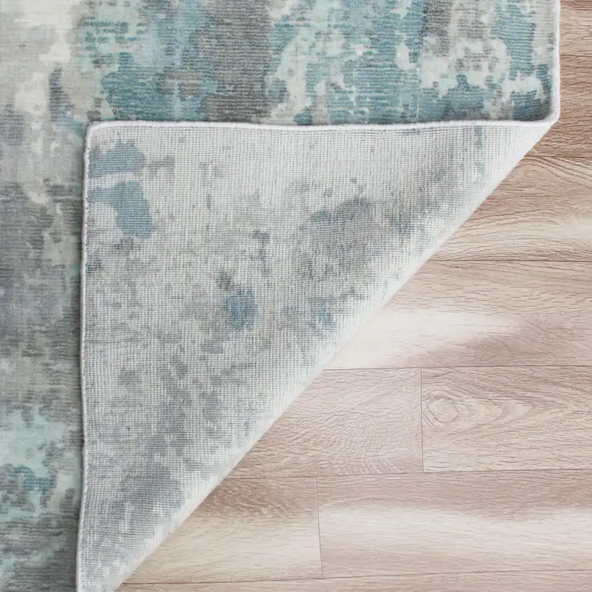 Blue Abstract Hand Loomed Area Rug Photo 5