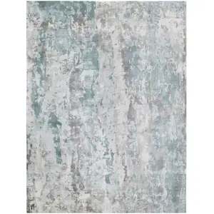 Photo of Blue Abstract Hand Loomed Area Rug