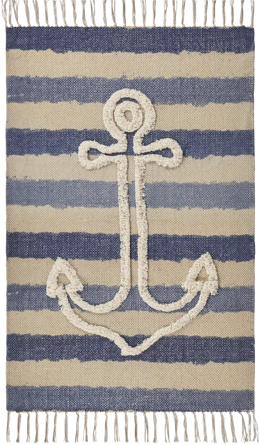 Blue Abstract Hand Woven Area Rug Photo 1