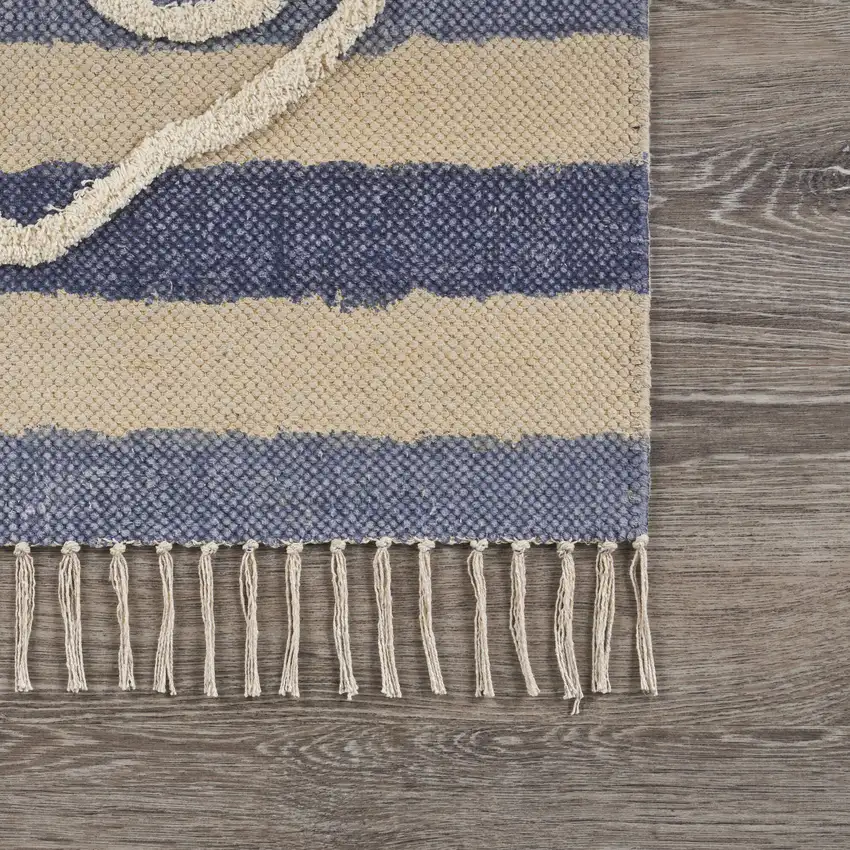 Blue Abstract Hand Woven Area Rug Photo 4