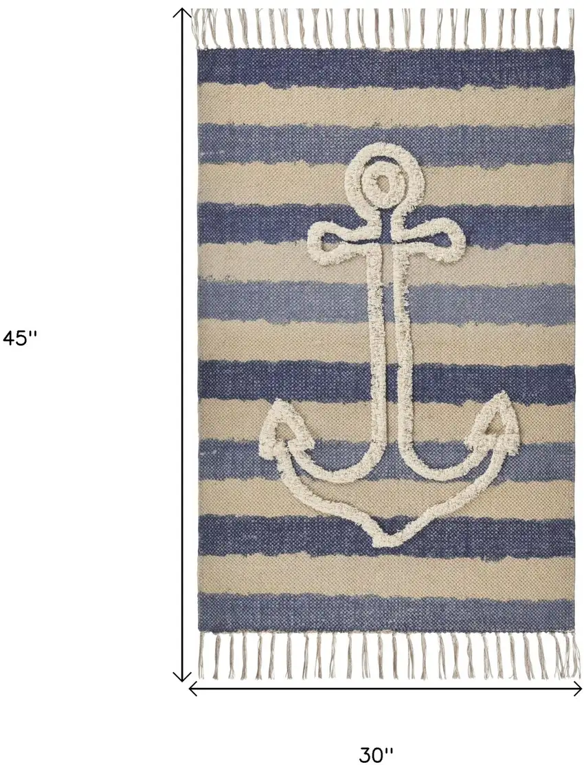 Blue Abstract Hand Woven Area Rug Photo 3