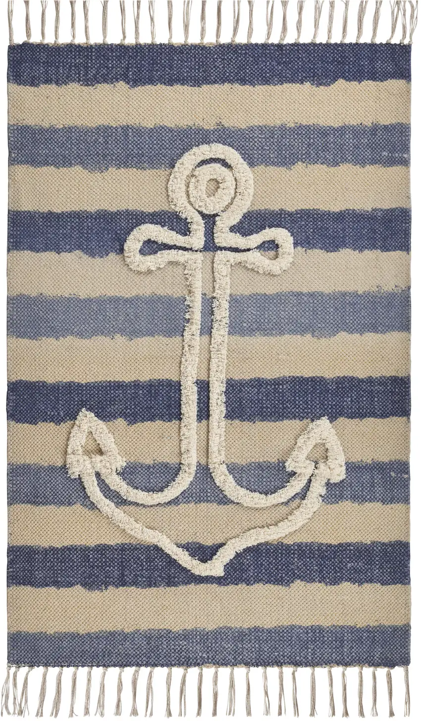 Blue Abstract Hand Woven Area Rug Photo 3