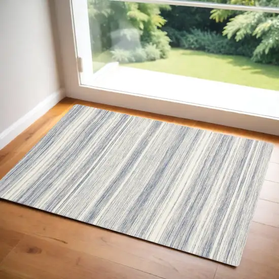 Blue Abstract Non Skid Area Rug Photo 1