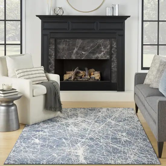 Blue Abstract Power Loom Area Rug Photo 5