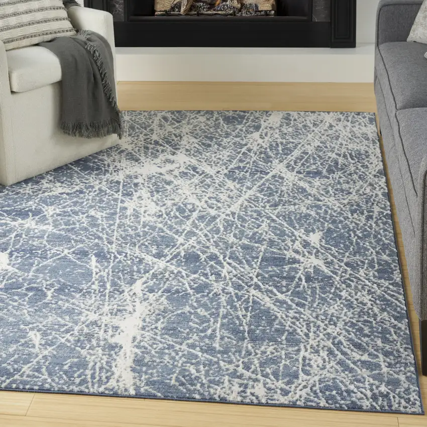 Blue Abstract Power Loom Area Rug Photo 4