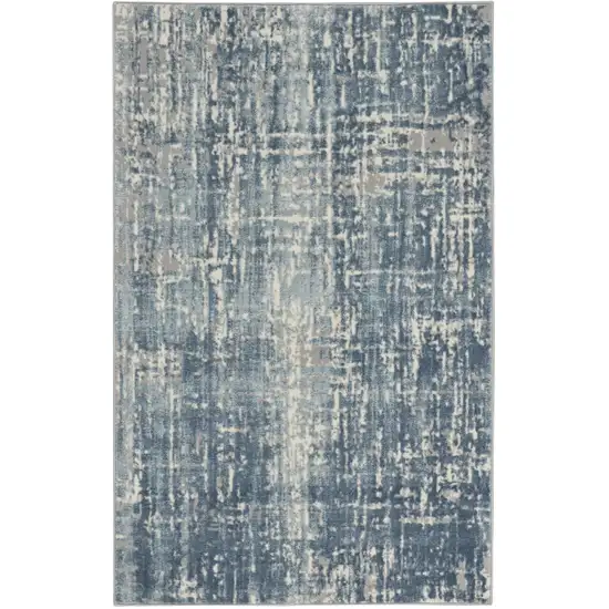 Blue Abstract Power Loom Area Rug Photo 6