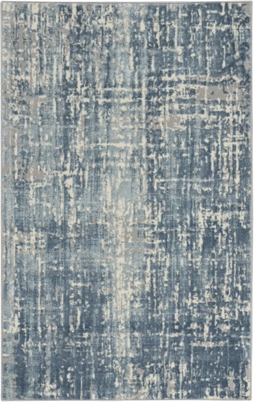 Blue Abstract Power Loom Area Rug Photo 6