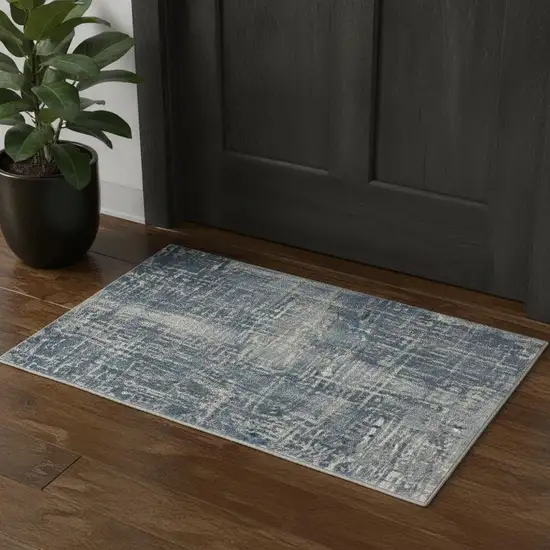 Blue Abstract Power Loom Area Rug Photo 1