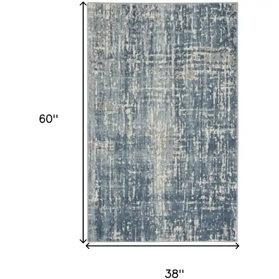 Blue Abstract Power Loom Area Rug Photo 3