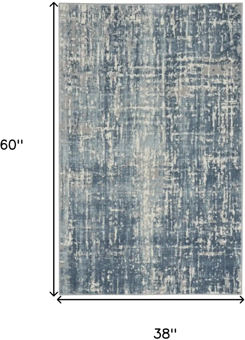 Blue Abstract Power Loom Area Rug Photo 3