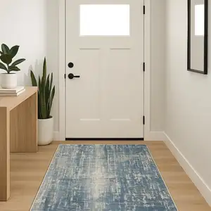 Photo of Blue Abstract Power Loom Area Rug