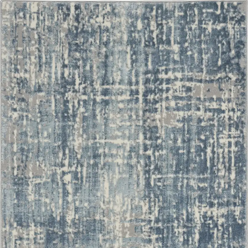Blue Abstract Power Loom Area Rug Photo 8