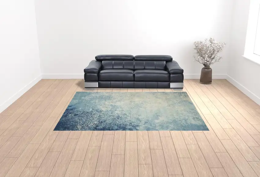 Blue Abstract Power Loom Area Rug Photo 2