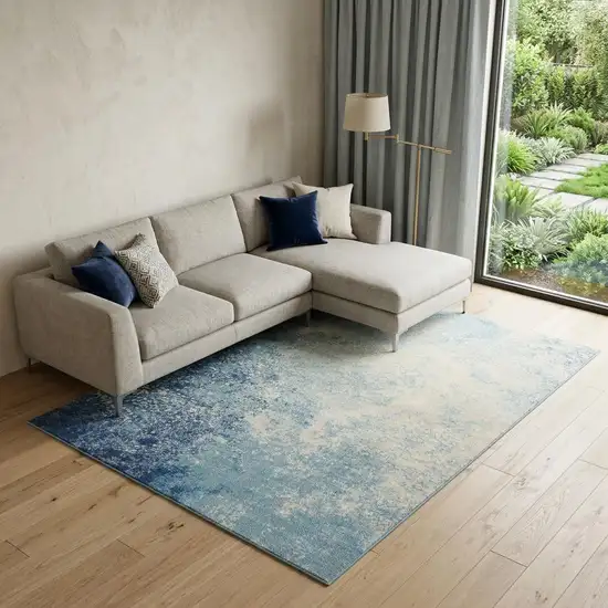 Blue Abstract Power Loom Area Rug Photo 1