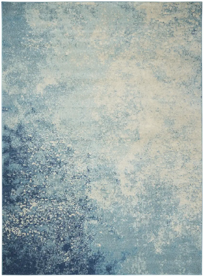 Blue Abstract Power Loom Area Rug Photo 1