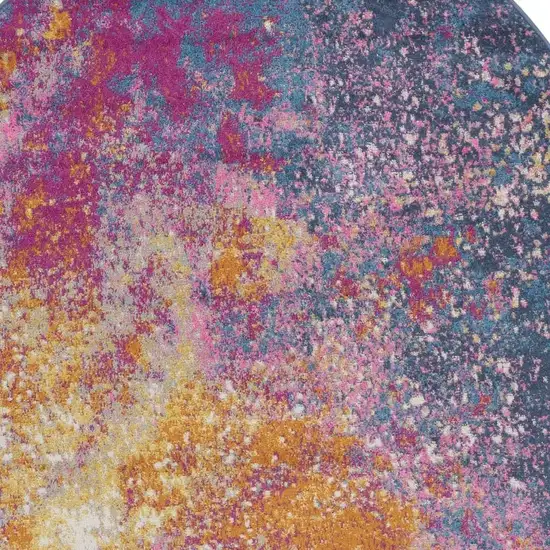 Blue Abstract Oval Rug Photo 1