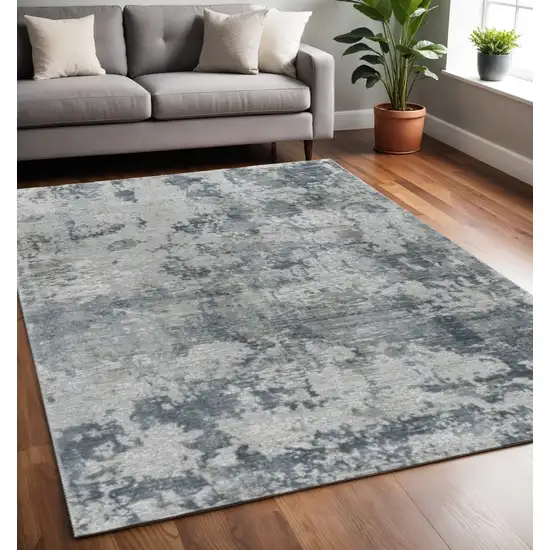 Blue Abstract Power Loom Area Rug Photo 1