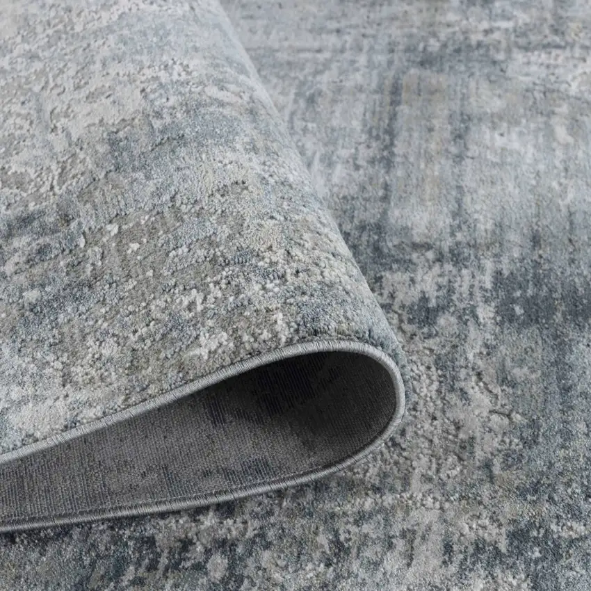 Blue Abstract Power Loom Area Rug Photo 5