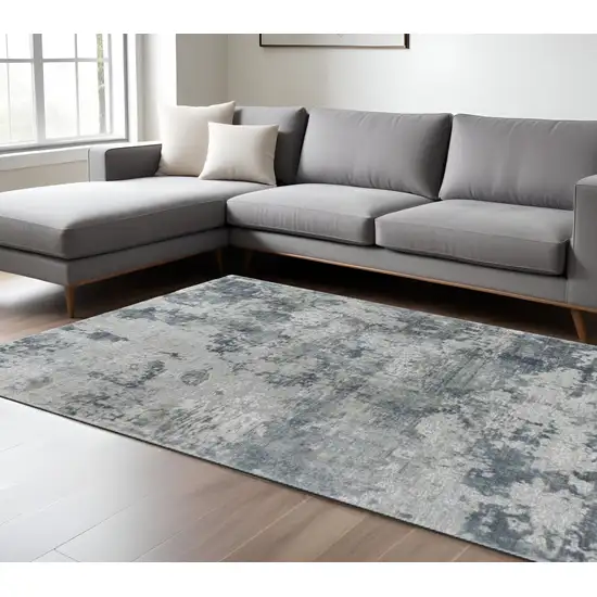 Blue Abstract Power Loom Area Rug Photo 1