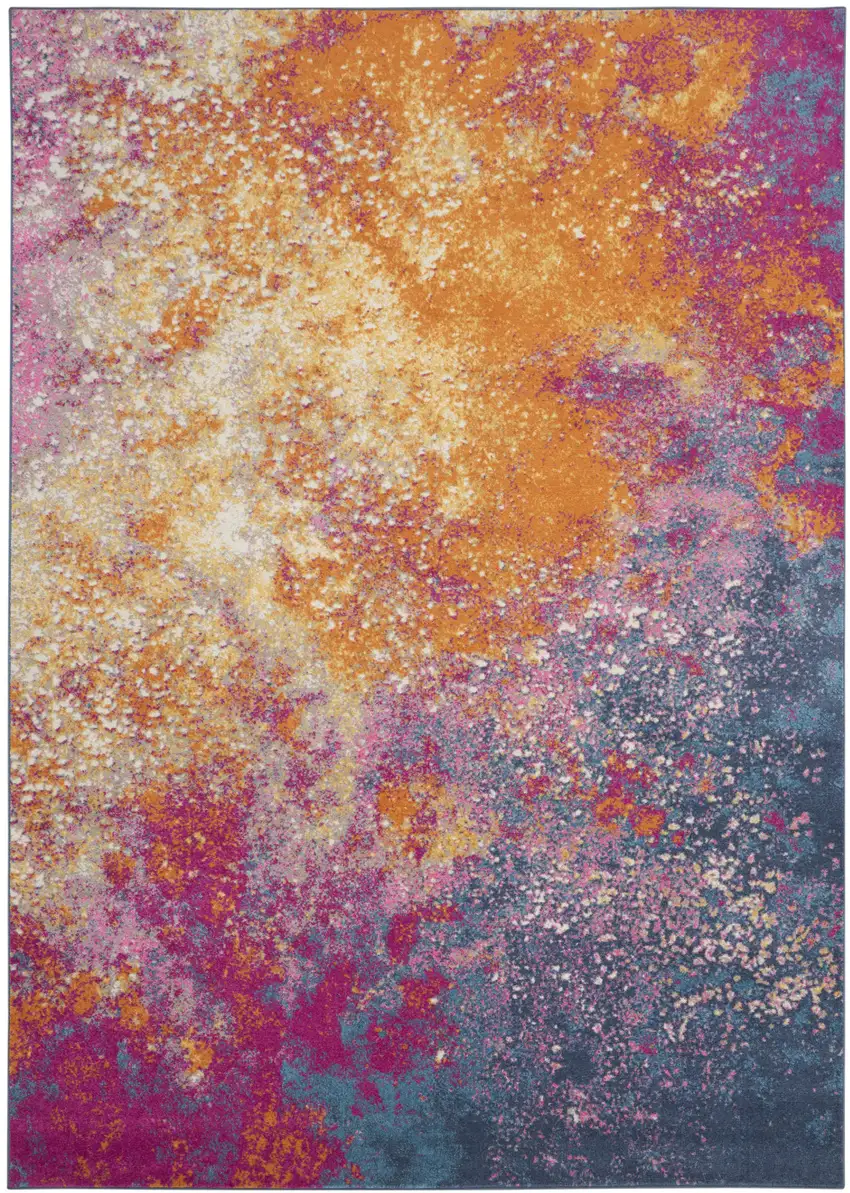 Blue Abstract Power Loom Area Rug Photo 2