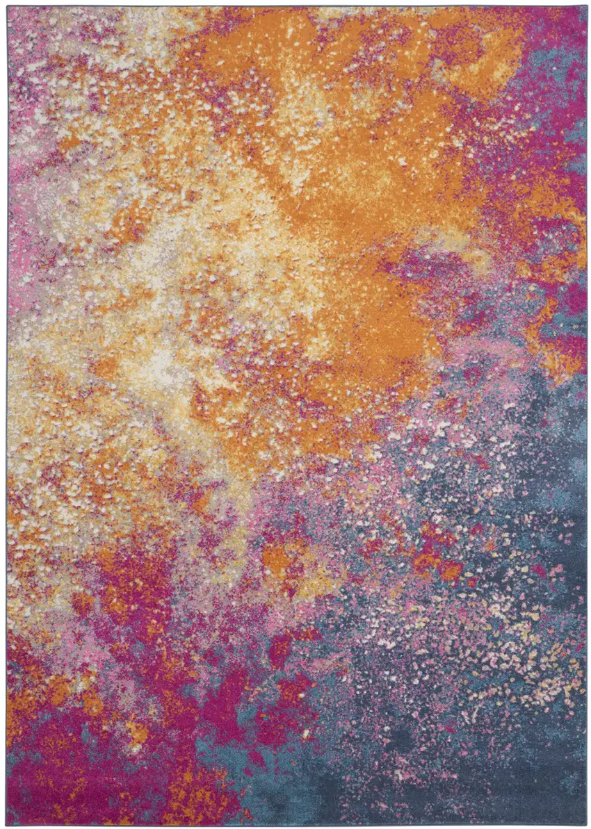 Blue Abstract Power Loom Area Rug Photo 1