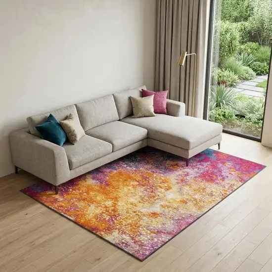 Blue Abstract Power Loom Area Rug Photo 1