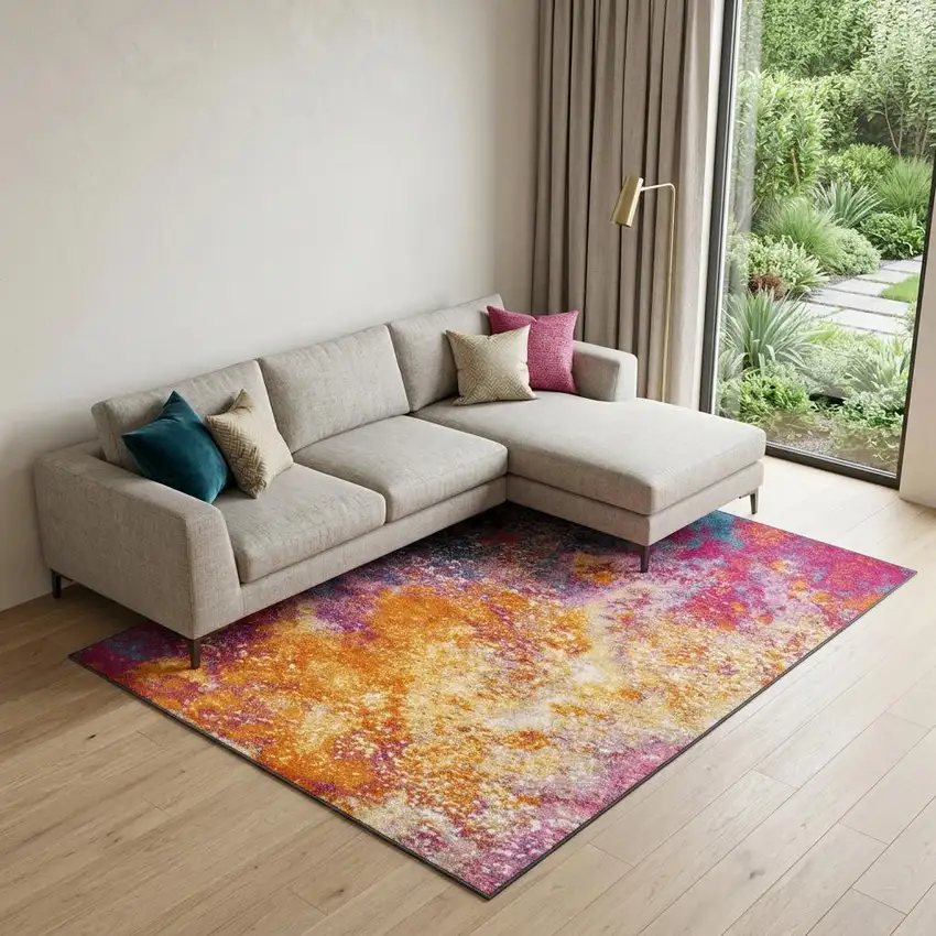 Blue Abstract Power Loom Area Rug Photo 1