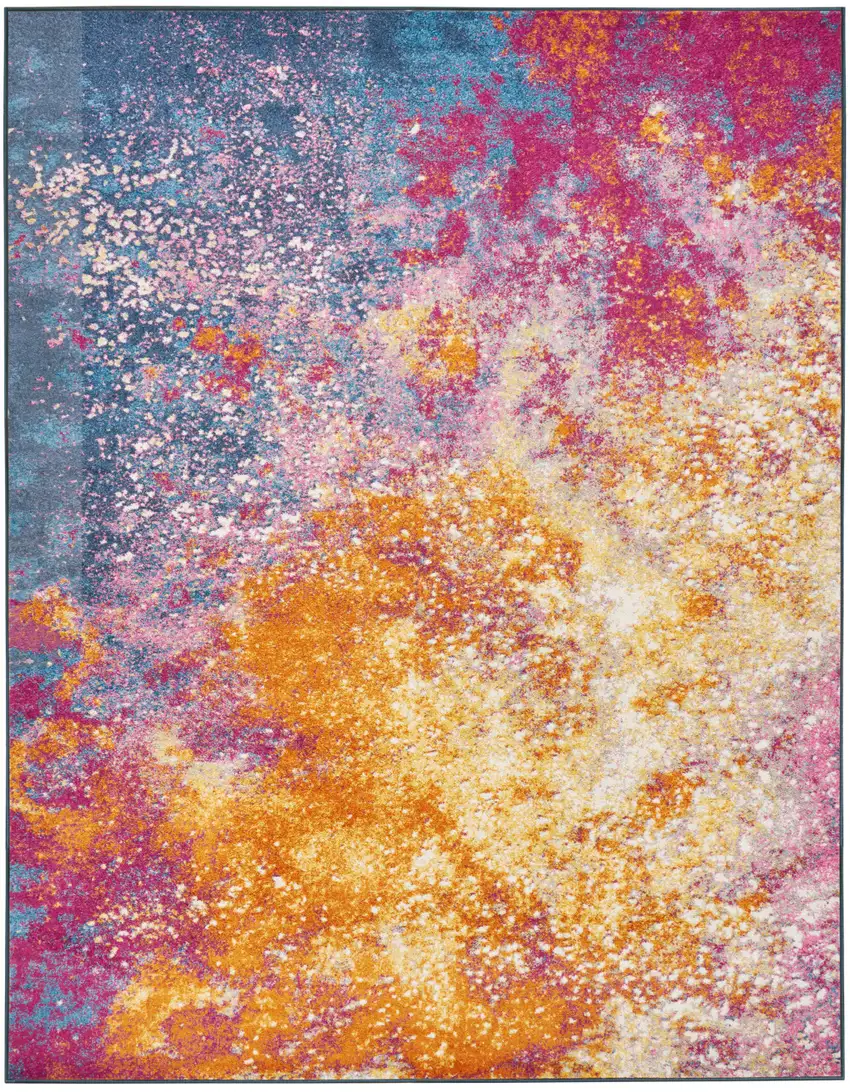 Blue Abstract Power Loom Area Rug Photo 1