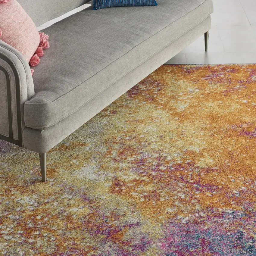 Blue Abstract Power Loom Area Rug Photo 5