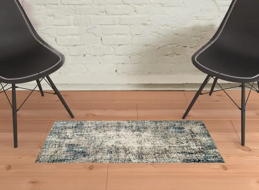 Blue Abstract Power Loom Area Rug Photo 4