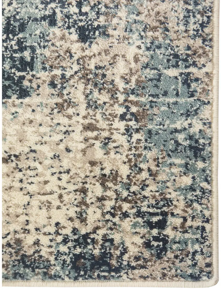 Blue Abstract Power Loom Area Rug Photo 2