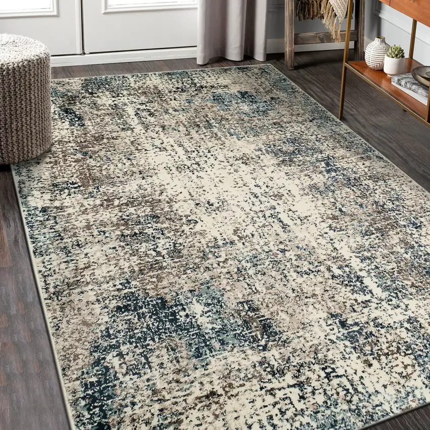 Blue Abstract Power Loom Area Rug Photo 6