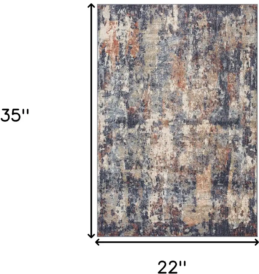 Blue Abstract Power Loom Area Rug Photo 6