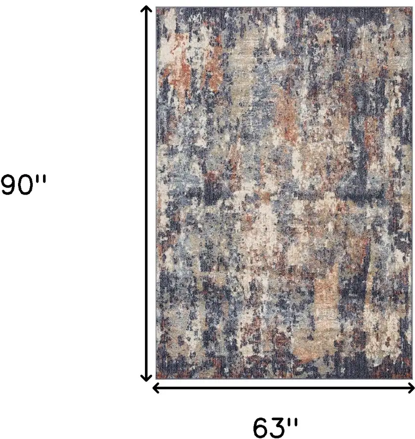 Blue Abstract Power Loom Area Rug Photo 6