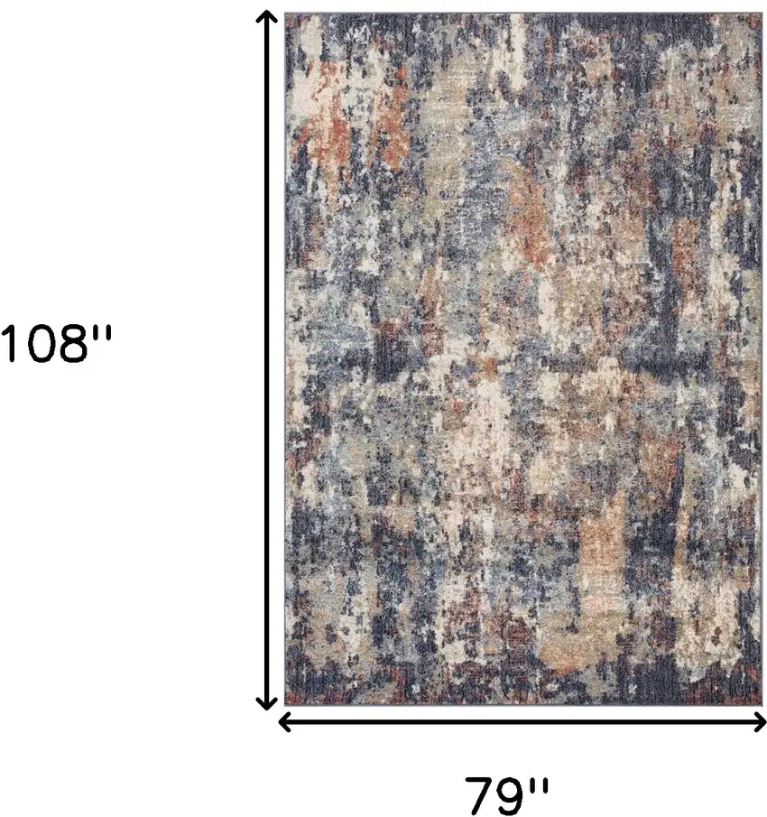 Blue Abstract Power Loom Area Rug Photo 6