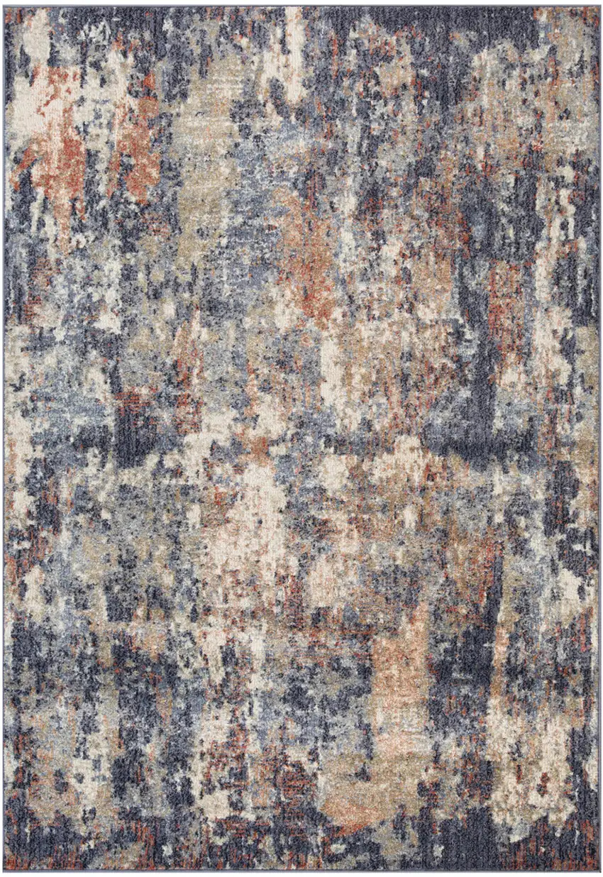 Blue Abstract Power Loom Area Rug Photo 1