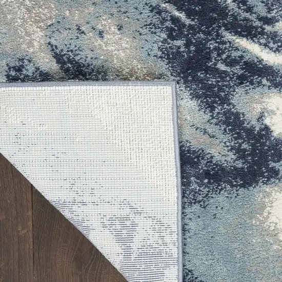 Blue Abstract Power Loom Area Rug Photo 6