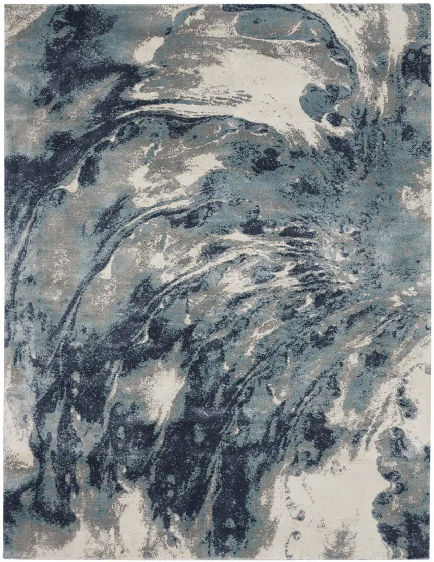 Blue Abstract Power Loom Area Rug Photo 5