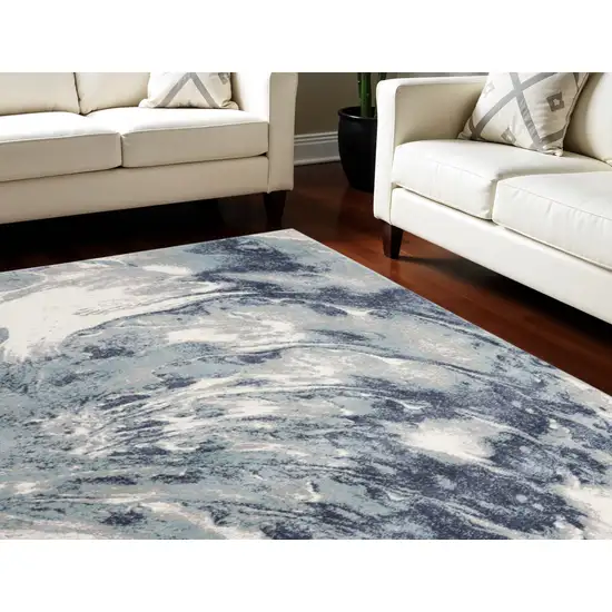 Blue Abstract Power Loom Area Rug Photo 2