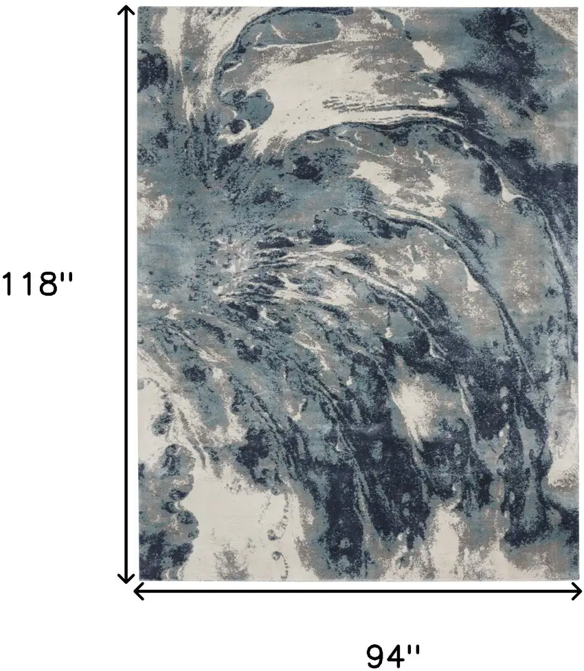 Blue Abstract Power Loom Area Rug Photo 3