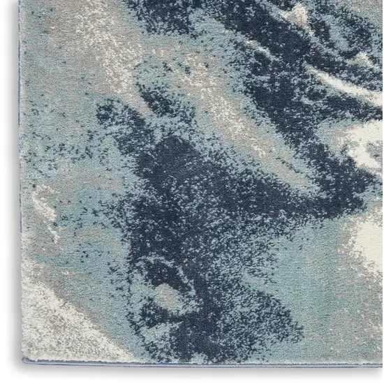 Blue Abstract Power Loom Area Rug Photo 6
