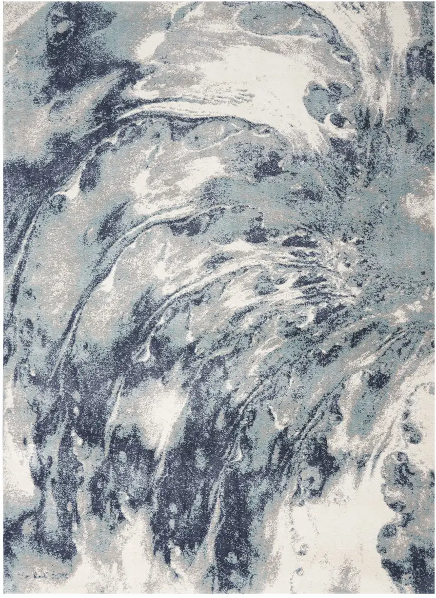 Blue Abstract Power Loom Area Rug Photo 4