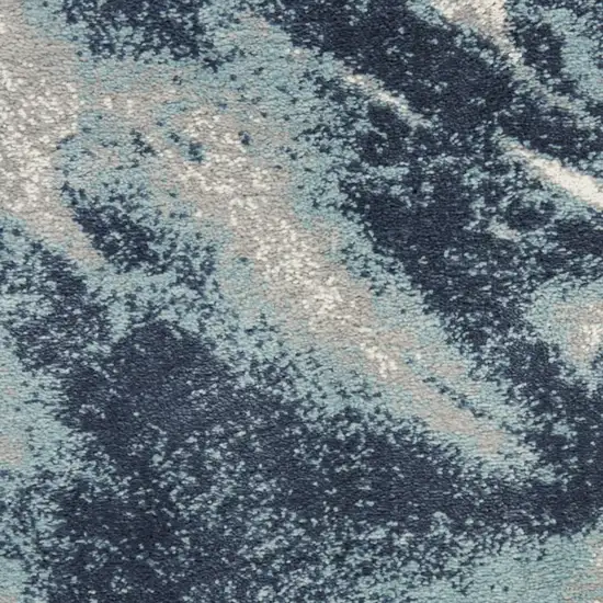 Blue Abstract Power Loom Area Rug Photo 8