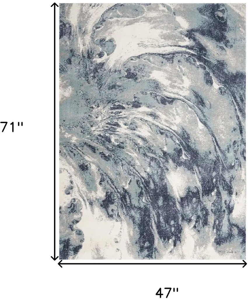 Blue Abstract Power Loom Area Rug Photo 2