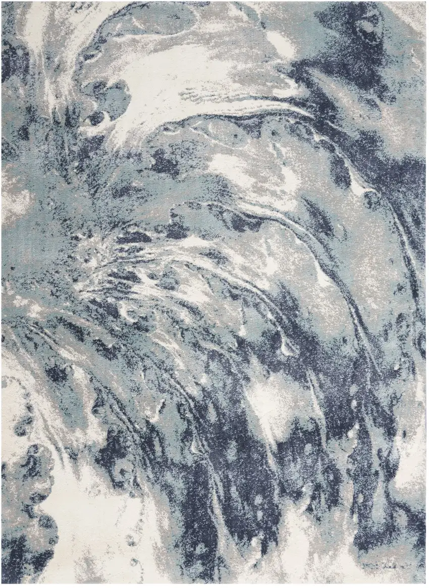 Blue Abstract Power Loom Area Rug Photo 3