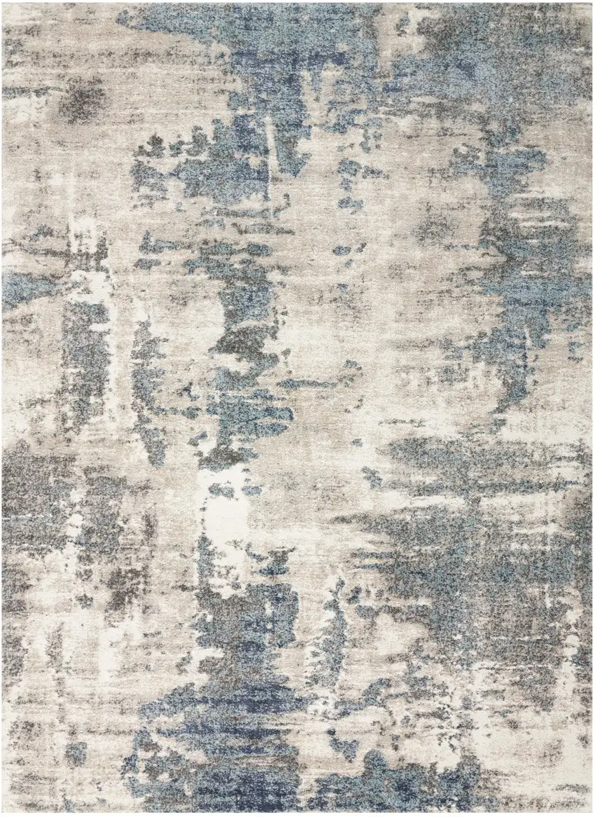 Blue Abstract Power Loom Area Rug Photo 4