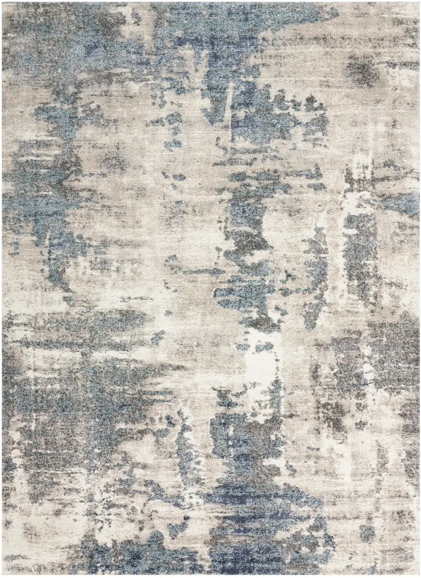 Blue Abstract Power Loom Area Rug Photo 2